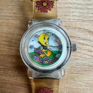 VTG Armitron looney tunes Tweety Bird flowers and butterflies watch NEW BATTERY